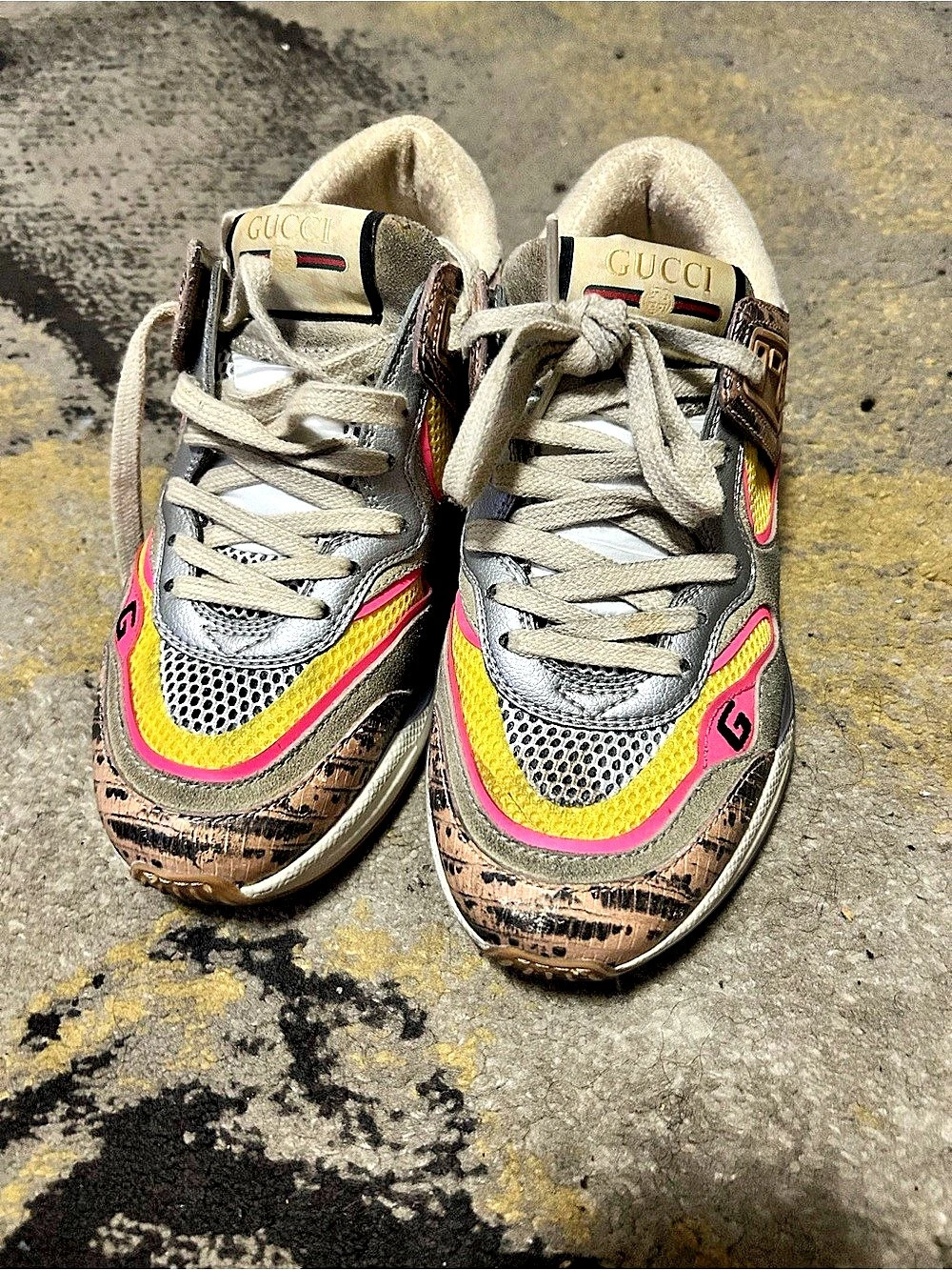 Gucci Screener Sneaker Color Block Brown & Pink